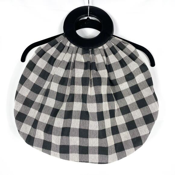 Mansur Gavriel Checkered Market Bag Black White Gingham Canvas‎ Large Plaid - Picture 4 of 10